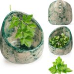 Pottery Herb Stripper Bowl, Handmade Ceramic Herb Peeling Bowl, for Separating Leaves and Stems (Green)
