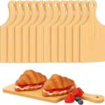 12 Pcs Thicken Bamboo Wooden Cutting Board with Handle,11×5 Inch Hanging Charcuterie Boards Unfinished Wood Cutting Board Blanks Bulk for Crafts,Laser Engraving Wedding Mother’s Day Housewarming Gift