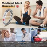 Custom Medical Alert Bracelet Engraved Emergency ID Stainless Steel Bracelets for Adults Men Women 7.5-8.5-9.8 Inch