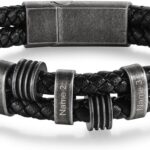 Personalized Mens Bracelets with 2-5 Names Custom Name Bracelet for Dad Grandpa Husband Fathers Day Anniversary Birthday Gifts for Him