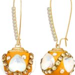 Bohemian Handmade Sparkly Crystal Flower Ball Dangle Drop Earrings Rhinestone Floral Leverback Earrings For Women