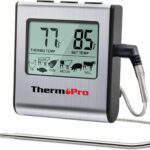 ThermoPro TP16 Large LCD Digital Cooking Food Meat Thermometer for Smoker Oven Kitchen BBQ Grill Thermometer Clock Timer with Stainless Steel Temperature Probe