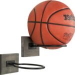 MyGift Wood & Metal Wall-Mounted Sports Ball Holder Storage, Set of 2