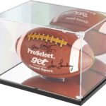 Football Display Case with Mirror Back and Base, Acrylic Display Case for Full Size Football Self Assembly(12x8x8 inch, 30x20x20 cm)
