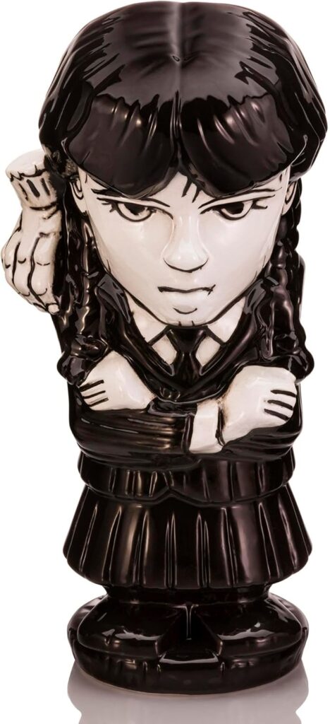 Geeki Tikis the Addams Family Wednesday Ceramic Mug, Handcrafted Bpa-Free Ceramic Drinkware, Featuring Wednesday Addams & Thing, 11oz