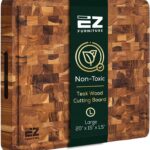 Acacia Large Wood Cutting Board & Serving Board, End Grain with Juice Groove and Handles, Knife Friendly (XL 24″ x 18″ x 1.5″, 11.46 lbs)