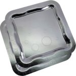 (Pack of 2) 13.4 inch x 13.4 inch Square Chrome Plated Silver Serving Tray Stylish Design Floral Line Bubble Engraved Edge Decorative Birthday Dessert Buffet Platter Plate NC-007