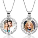 Custom Picture Necklace Personalized Photo, Personalized Circle Chain Pendant with Picture Christmas Birthday Memorial Gifts for Women Men Boyfriend