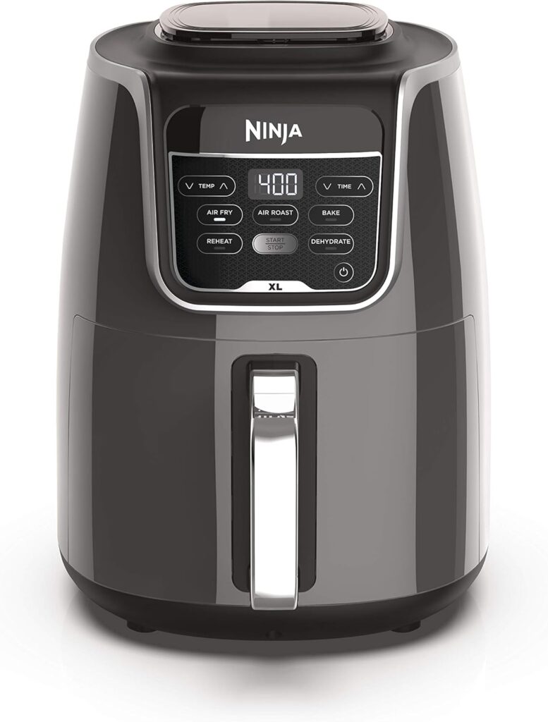 Ninja | XL Single Basket Air Fryer | 5.5 QT Capacity fits 3lbs of Wings | 5-in-1Air Fry, Roast, Bake,Reheat & Dehydrate |Dishwasher Safe Parts & Recipe Guide | Grey |AF150AMZ