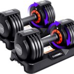 25/55LB Pair, Adjustable Weight Dumbbell Set with Non-slip Quick Adjust Swivel Handle, Dumbbell Home Gym Fitness Equipment for Men Women