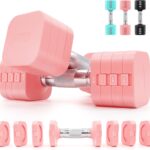 20LBS Adjustable Dumbbell Set, 4 in 1 Free Weights Dumbbells Set for,4lb 6lb 8lb 10lb, with Metal Non Slip Handle,Quick Change,Home Gym Strength Training Equipment for Men and Women