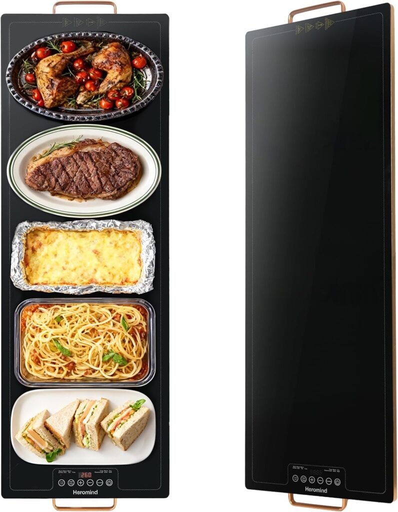 Electric Warming Tray,Extra Large Food Warming Trays with Temp-Settings & Timmer,Full Surface Heating Electric Food Warmer Mat Keep Food Warm at Buffet, Party, Sabbath, Daily Use