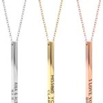 MignonandMignon Personalized Coordinates Necklaces for Women Gift for Her Custom Engraved Bar Jewelry with Kids Names for Mom Graduation Gifts – 4SBN