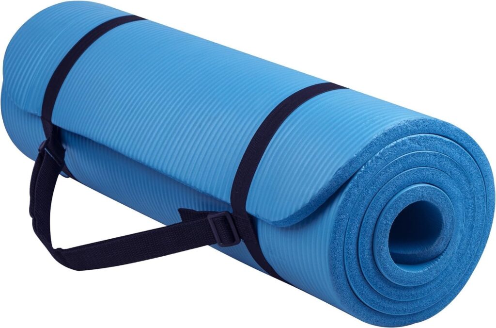 Fitvids 1/2-Inch Extra Thick High Density Anti-Tear Exercise Yoga Mat with Carrying Strap, Multiple Colors