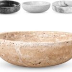 Travertine Decorative Bowl – 7.8” Diameter & 2” Height – Key Bowl for Entryway Table – Travertine – Organic Modern Centerpiece – Beige/Natural