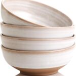 Handmade Ceramic Bowl Set of 4, 28oz – Ideal for Soup, Salad, Cereal, and Rice – Microwave Safe, Durable Clay Dishes – 6.3in