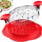Chicken Shredder Large Chicken Breast Shredder Tool Twist with Brush&Fork, Visible Meat Shredder Machine, Anti-Slip Strip, Ergonomic Handle, BPA Free, Suitable for Pork Beef Chicken(Red)