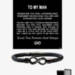 ziella To My Man,Personalized Dual Name Infinity Leather Bracelet,Personalized Custom Name Stainless Steel Bracelet Valentine Birthday Christmas Gifts for Him