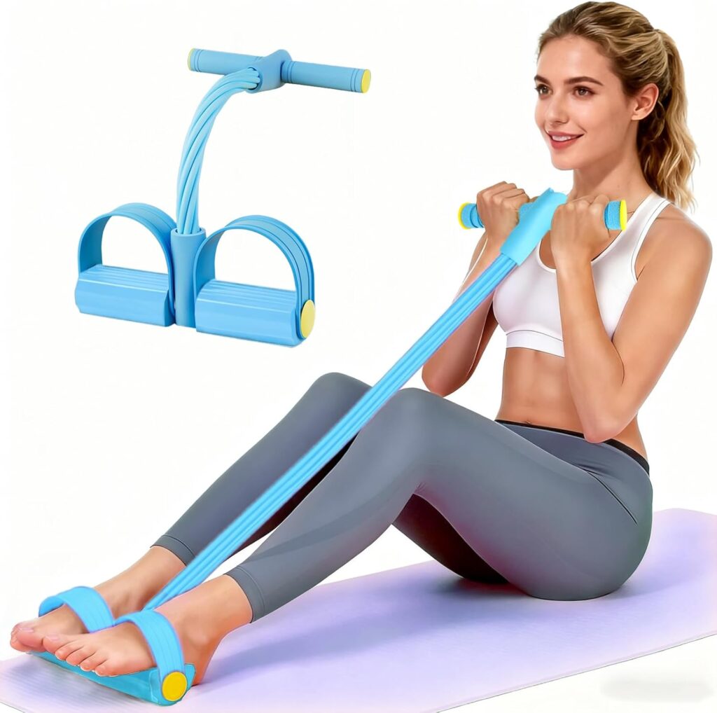 Pedal Resistance Bands with Handles, Upgrade 6-Tubes Manual Tension Training Pedal, Natural Rubber Foot Pedal Resistance Bands, Multifunction Fitness Bands for Abdomen, Waist, Arm, Leg