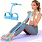 Pedal Resistance Bands with Handles, Upgrade 6-Tubes Manual Tension Training Pedal, Natural Rubber Foot Pedal Resistance Bands, Multifunction Fitness Bands for Abdomen, Waist, Arm, Leg
