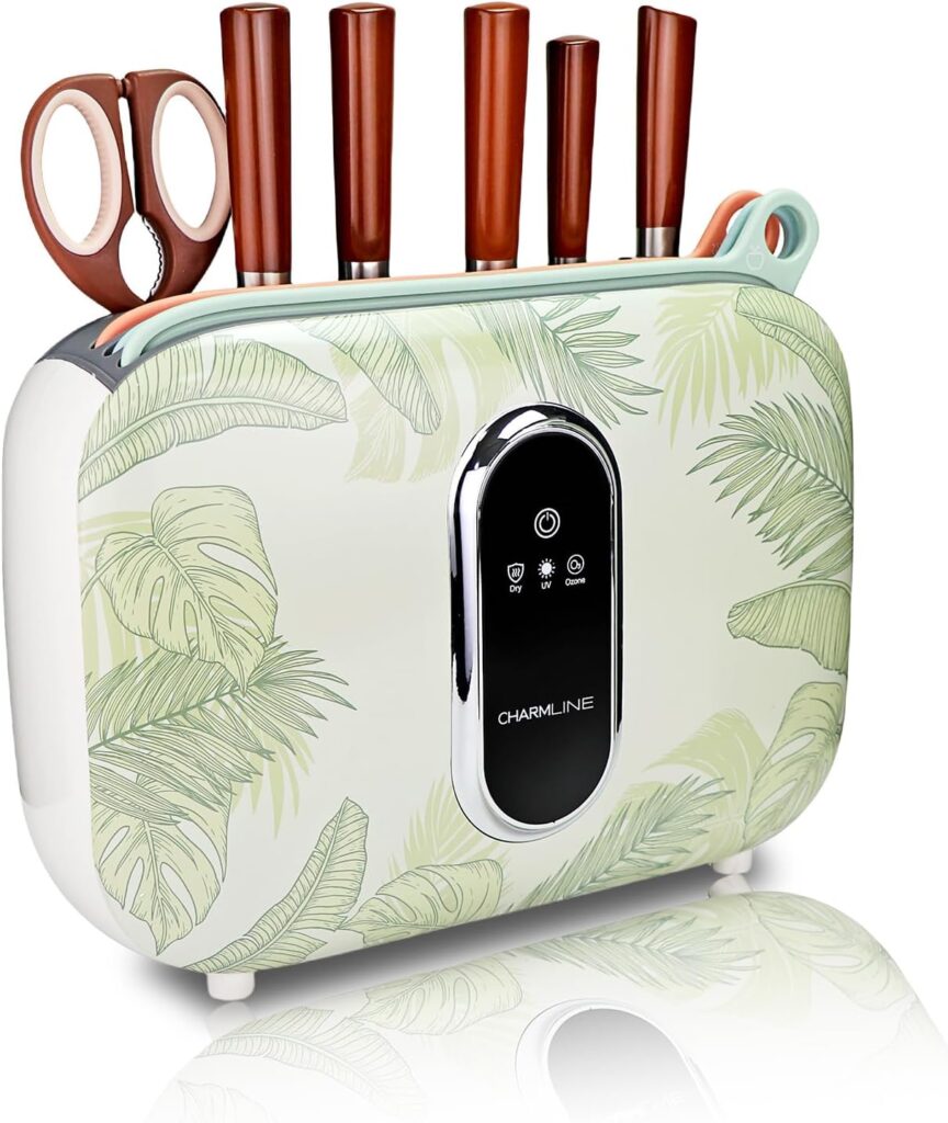 Charmline Smart Cutting Board and Knife Set with Block, Knife and Cutting Board Set for Kitchen, Cutting Board Organizer with 3 Cutting Boards Dishwasher Safe, 4 Knives, Scissors and Knife Sharpeners