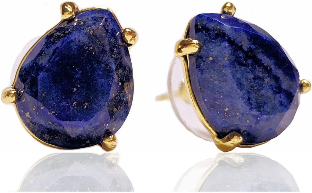 Green Jade Earrings Pear Shape Faceted Gold Stud Earrings Genuine Gemstone Jade Earrings Gold Earrings for Women – USA HANDMADE