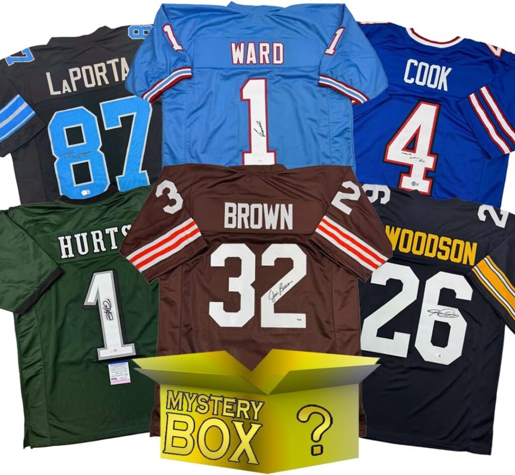 Autographed/Signed Football GOLD Series 4 Jersey Mystery Box with PSA JSA or Beckett COA