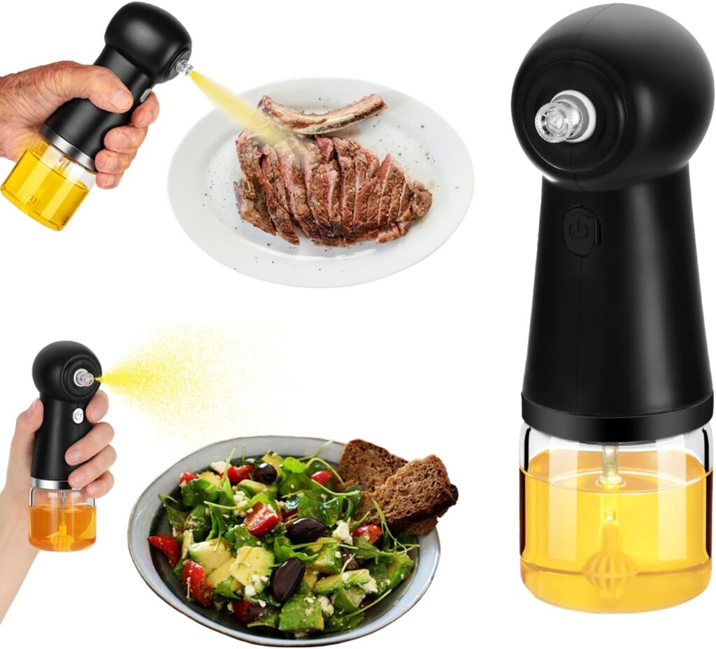 Electric Oil Sprayer for Cooking, Rechargeable Olive Oil Mister with Type-C Fast Charging, One-Button Control for Air Fryer, BBQ, Salad, Baking – Smart Kitchen Gadget for Healthy Cooking (150ml)