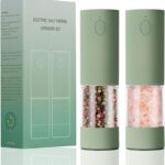 Electric Salt & Pepper Grinder Set (2 Pack) – USB Rechargeable, Adjustable Coarseness, One-Handed Operation with LED Light – Automatic Spice Mill Shaker for Kitchen, Dining, or Camping