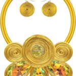 Chunky African Statement Necklace For Women Tribal Fashion Costume Jewelry Earring Sets Unique Colorful Big Rhinestone Crystal Pendent Collar Choker Bib Handmade