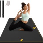 CAMBIVO Large Yoga Mat (6’x 4′), Extra Wide Workout Mat for Men and Women, Yoga Mat Thick 1/3 &1/4 Exercise Mats for Home Workout, Yoga, Pilates (Black,1/4 inch)