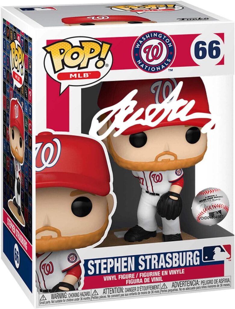 Stephen Strasburg #66 Facsimile Signed Reprint Laser Autographed Funko POP! Baseball MLB: Washington Nationals Figurine with Protector Case