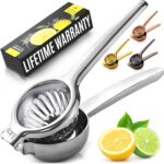 Zulay Kitchen Lemon Squeezer Stainless Steel with Premium Quality Heavy Duty Solid Metal Squeezer Bowl – Large Manual Citrus Press Juicer and Lime Squeezer Stainless Steel – Silver