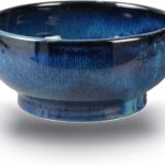 Extra Large Salad Bowl,Decorative Fruit Bowl,Kitchen Ceramic Bowl for Fruit & Salad,120 oz Footed Serving Bowl for Entertaining (starry blue)