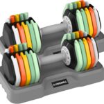 25/55 lbs Pair Adjustable Dumbbell Set, Adjust Dumbbell Weight for Exercises Pair Dumbbells for Men and Women in Home