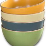Mora Ceramic Artisan Matte Bowls For Kitchen 28oz – Bowl Set of 4 – For Cereal, Salad, Pasta, Soup, Dessert etc – Dishwasher, Microwave, and Oven Safe – For Breakfast, Lunch and Dinner – Safari Colors