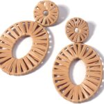 Statement Raffia Earrings Boho Drop Dangle Earrings for Women Handmade Fashion Earring Bohemian Gift Jewelry for Girls