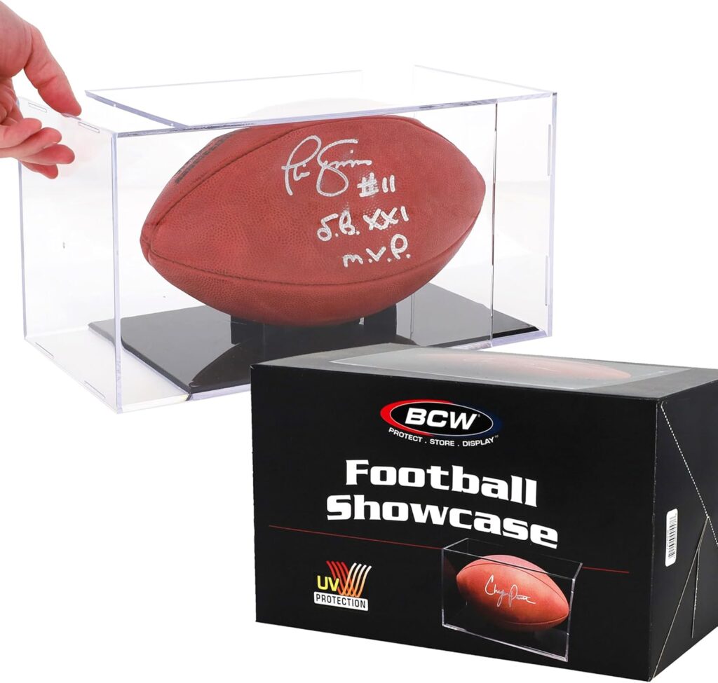 BCW Sports Showcases | Protective Memorabilia Holder with UV Resistance | Ideal for Sports Collectibles | Acrylic Display Cases for Autographed Balls and Mini Helmets (Football)