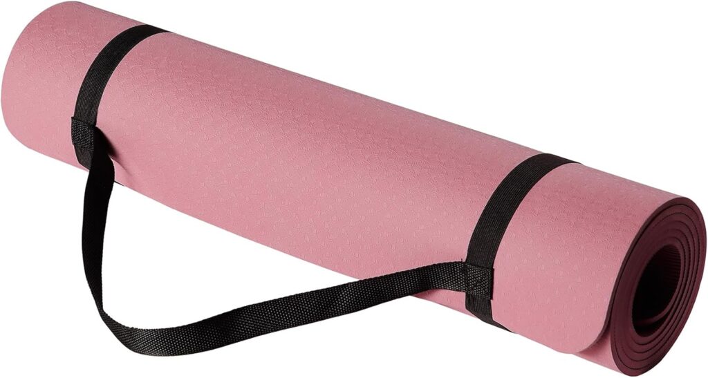 Amazon Basics 1/4 Inch Thick TPE Exercise Yoga Mat with Carrying Strap