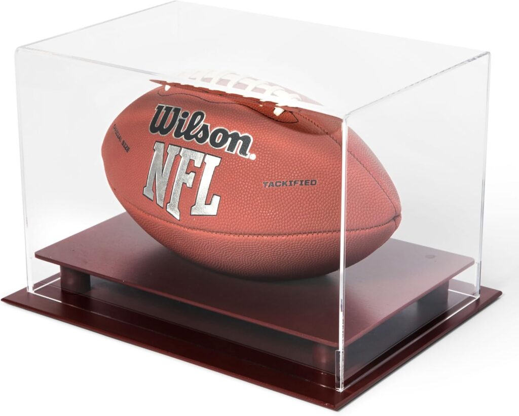 Football Display Case – Premium Acrylic Clear Box with UV Protection & Wooden Base – Lockable Showcase for Signed & Autographed Footballs