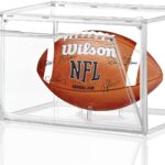 Leffis Football Display Case, Football Case Display Case, Memorabilia Display Cases with Magnetic Door and Removable Football Stand for Autographed Football (Assembly Required)