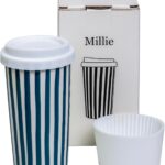 Millie 12oz Ceramic Tumbler – Stylish Travel Coffee cup with Lid, Microwave & Dishwasher Safe – Ceramic Travel Mug with Lid – Unique Gift Idea for Women & Men Who Love Coffee on the Go