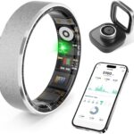 Smart Health Ring, Featuring Heart Rate, Stress and Sleep Monitoring Functions, Compatible with iPhone and Android, Waterproof Fitness Tracker for Women & Men, No Subscription Fee. (Silver, 8)