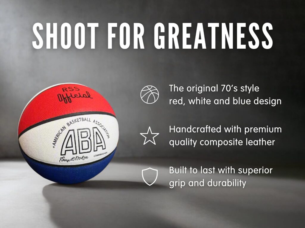 The Original ABA Basketball, Official Ball of ABA, Original 70’s Style Red, White, and Blue 29.5″ Basketball