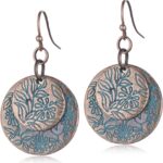 Handmade Unique Bohemian Tribal Hoop Spiral Leaf Flower Earring Lightweight Vintage Bronze Round Circle Geometry Dangle Drop Earrings for Women