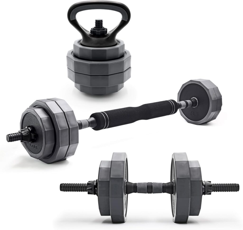 CAP Barbell 66 lb Multi-Use Adjustable Weight Set – Versatile Dumbbell, Barbell & Kettlebell for Full-Body Workouts | Gray