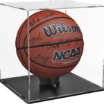 Basketball Display Case Stand,Clear Acrylic Display Case for Action Figures Toys Collectibles,Soccer Ball Display Case,Need self-Assembly(9.8×9.8x11inch;25x25x28cm)