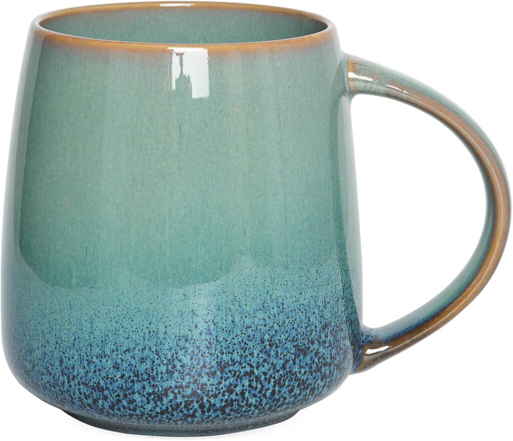 Bosmarlin Large Ceramic Coffee Mug, 23 Oz, Microwave and Dishwasher Safe, Big Oversized Tea Cup, Reactive Glaze (Pale Green)
