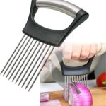 Stainless Steel Onion Holder for Slicing,Onion Slicer Holder,Onion Cutter for Slicing of Onions,Tomatoes,Avocados,Eggs and Other Vegetables,KItchen Utensils