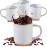Hasense Coffee Mugs, 12 OZ Coffee Cups Ceramic Set of 4 with Handle and Speckled Patterns for Man Woman, Vintage Stoneware Porcelain Coffee Cups Set for Tea, Cocoa, Milk, Latte and Cappuccino – White